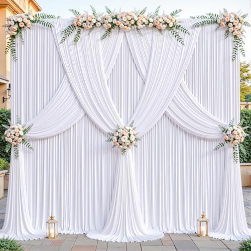 24ftx10ft Wrinkle Free White Backdrop Curtain - 10 Feet Photography Backdrop Drapes, Silky Polyester Back Drop Cloth for Wedding Baby Shower Balloon Arch Background - Image 7