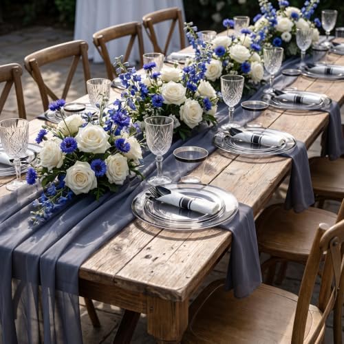 I00000 350Pcs Black Plastic Dinnerware Set,Disposable Plates for 50 Guests - Image 6