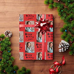 MyPupSocks Custom Picture Wrapping Paper, Happy Birthday with Name Photo Red Personalized Gift Wrap Paper Funny Wrapping Paper Roll 58x23 for Boys Girls Kids Birthday Christmas anniversary 5 Rolls - Image 4