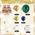 5 Set Tartan Plaid Baby Shower Centerpieces Balloon Kit Blue Gold - Image 2