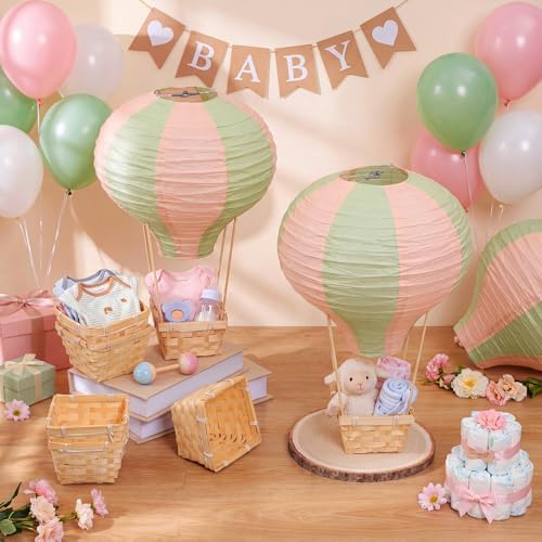 Meooeck 8 Sets Sage Green Pink Hot Air Balloon Table Centerpieces Decor - Image 2