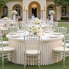 8 Pack Ivory 95% polyester 5% spandex Round Tablecloths for 60 inch Table, Wrinkle Free Stretchy 120inch Fitted 5FT Round Table Cloths Cover with Skirt for Wedding Party Dining Banquet - Image 3