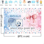 MEHOFOND 8x6ft Goals or Bows Gender Reveal Backdrop Boy or Girl What Will Baby Be Decorations Banner Pink and Blue Soccer Gender Reveal Baby Shower Photography Background Cake Table Supplies - Image 4