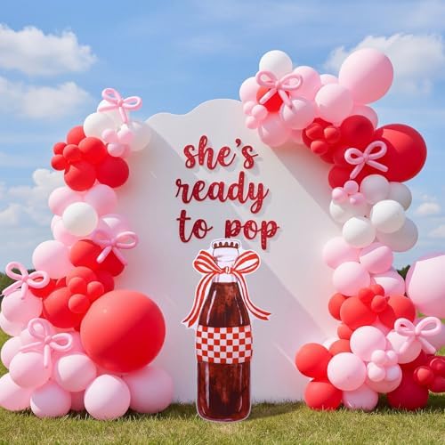 Sabary 4ft She's Ready to Pop Baby Shower Backdrop Large Soda Bottle Bow Cardboard Cutout Stand Soda Bow Decorations for Wedding Bachelorette Bridal Shower Party - Image 6