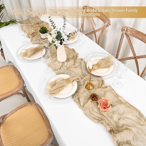 Cloth Napkins Set of 12 Beige Napkins 20x20inch Cheesecloth Napkin Rustic Boho Gauze Washable Dinner Napkin Cloth Bulk for Wedding Party Bridal Baby Shower Thanksgiving Table Decor - Image 5