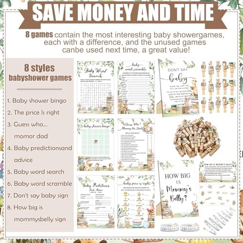 Funnymoom 426 Pcs Storybook Baby Shower Games Set, 8 Games Bingo - Image 4