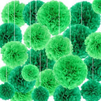 Janinka 72 Pcs Green Tissue Paper Pom Poms Green, 6-12 Inch by Janinka