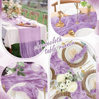 24 Pack Lilac Cheesecloth Table Runner 17"x108" Boho Gauze Fabric Table Runner Vintage Rustic Sheer Runners for Wedding Party Bridal Baby Shower Table Decorations - Image 6