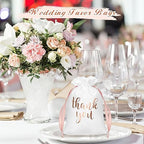 Roowest 4 x 6 Inch 100 Pcs Thank You Satin Gift Bags, White, Rose Gold - Image 5
