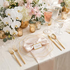 LIYH 150Pcs Gold Flower Clear Plastic Plates Silverware Set for Wedding - Image 4