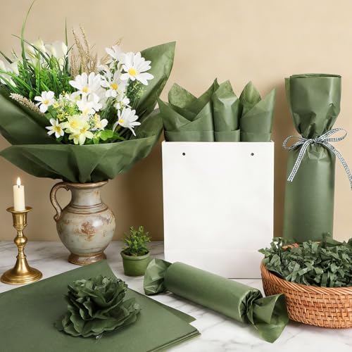 500 Sheets Sage Green Tissue Paper Bulk, Olive Green Wrapping Tissue Paper for Spring Home Party Bridal Shower Baby Shower Gift Wrapping Supplies, 14'' x 20'' - Image 6