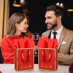 Yeaqee 50 Pcs Metallic Paepr Gift Bags Bulk with Handles,Red Gold - Image 6