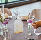 Frosted Arch Acrylic Table Numbers 1-15 with Stands - 5x7" Gold Mirror Wedding Table Numbers for Reception, Frosted Acrylic Table Signs with Holders for Banquet, Party, Anniversary, Event - Image 4