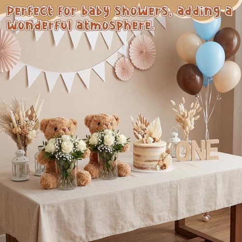 6 Set Bear Baby Shower Centerpiece with Glass Vase 12" Large Plush Bear Party Table Decor for Bridal Party Gift Nursery Home Decor Newborn Welcome Valentines Gift, Flower Not Included - Image 5
