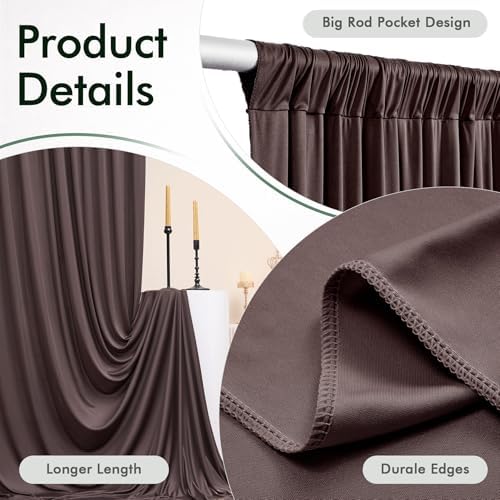 20x12 Coffee Brown Backdrop Curtains for Wedding Party 4 Panels 5×12FT Tall - Image 2