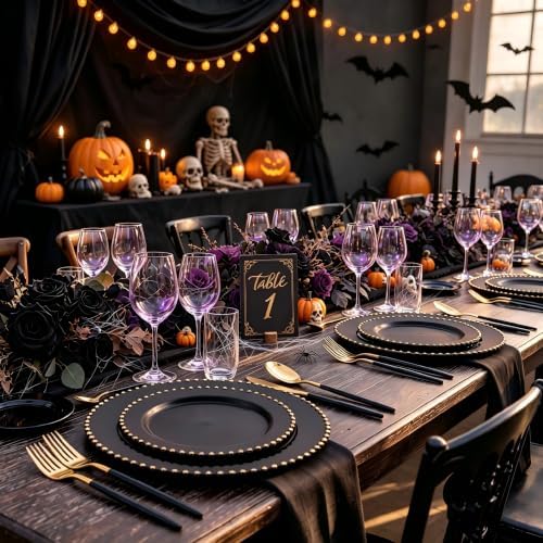Supernal 102pcs Heavy Duty Black and Gold Plastic Silverware Set, 34 Guests - Image 4
