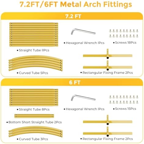 Metal Arch Backdrop Stand, 7.2FT+6FT Wedding Arch Frame, Gold Wedding Arch Backdrop Stand Set of 2, Balloon Arch Backdrop for Wedding Birthday Party Baby Shower Graduation Ceremony Decor - Image 5