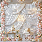 White Satin Backdrop Curtains 4 Panels - Glitter Photo Drapes for Baby Shower, 20x10FT Shimmer Back Drop Cloth, Wrinkle Free for Birthday Party Prom Wedding Stage Background - Image 3
