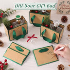 Yeaqee 50 Pcs Mini Metallic Paper Gift Bags with Handle, Kraft, Green - Image 4
