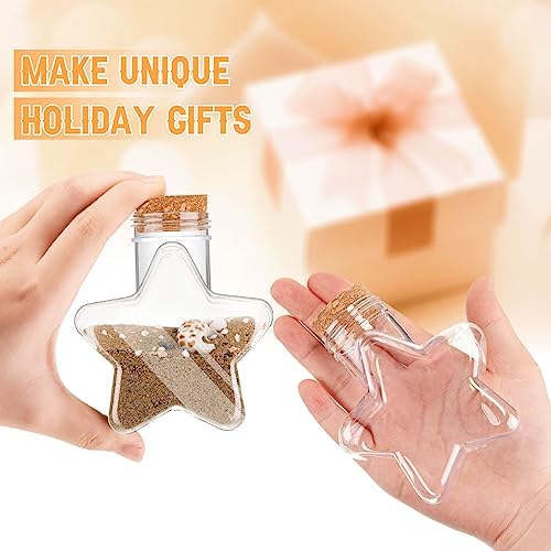 Yinkin 30 Pcs 5.5 oz Star Sand Art Bottles Plastic Clear Bulk, Cork Lid - Image 3
