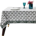Ridhi Evergreen Grace Hand Block Print Cotton Tablecloth 108x60 Inch by Ridhi