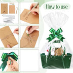 Wonderjune Empty Baskets for Gift Leather Thanksgiving Gift Bags, Green - Image 4