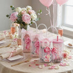 12 Sets Pink Bow Party Favors Includes 24 Oz Tumblers with Lids and Straws Pens Keychains Clear Gift Bags Coquette Aesthetic Gifts Set for Guests Bridal Baby Shower Birthday Party Supplies - Image 6