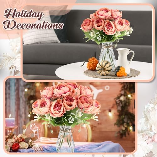 Zeyune 37 Pcs Silk Peonies with Vases Fake Flowers,Coffee,Perfume - Image 4