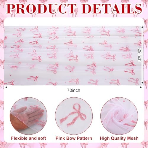 8 Pcs Pink Bow Table Runners 29 x 70 in Pink Bow Tablecloth - Image 2
