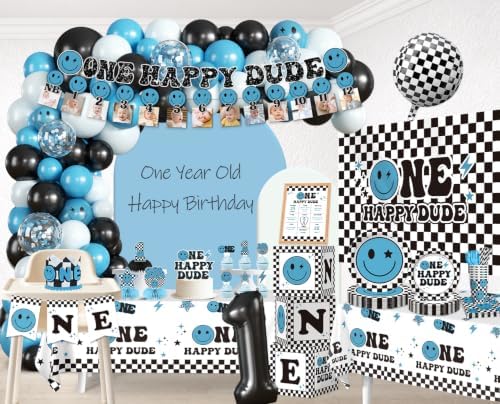 Cocomigo One Happy Dude Birthday Decorations, All-in-1 Party Set Serves 25 - Image 3