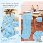 18 Pack Cheesecloth Table Runner 10FT Baby Blue Table Runner Light Blue Boho Gauze Cheese Cloth Table Runners Long Rustic Sheer Table Decorations for Wedding Party Baby Bridal Shower Birthday Holiday - Image 5
