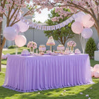 HB HBB MAGIC Purple Table Cloths 6 Foot Rectangle Tulle Table Skirt Rectangle Tables 6ft Fitted Spandex Table Covers Stretch Elastic Banquet Wedding Baby Shower Birthday Party Table Cloths by HBBMAGIC