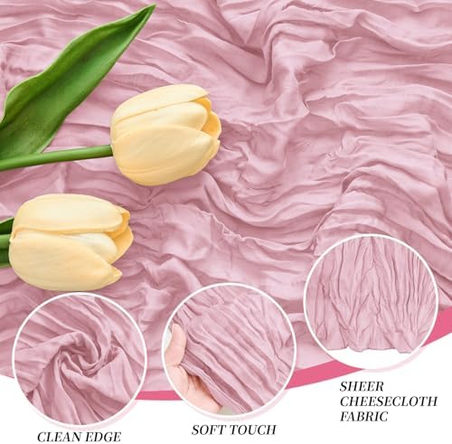 18 Pack Pink Cheesecloth Table Runner 21.5x120 Inch, Semi Sheer Boho Gauze Cheese Cloth Fabric Table Runners 10 FT Long for Wedding Party Baby Shower Birthday Home Decor - Image 4