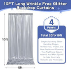 20ftx10ft Sequin Silver Backdrop Curtain Panels for Parties Sparking - Image 4