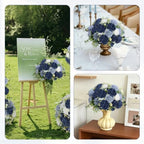 Mixed Navy Blue Artificial Flowers 12 Bundles Silk Floral with Stems - Image 5