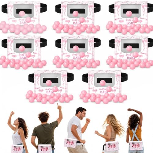 8 Sets Pink Bows Baby Shower Swing Shaking Balls Activity Set for Adults by Lonfliness