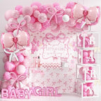 143PCS Pink Bow Baby Shower Decorations for Girl Welcome Baby Girl Party by THAWAY