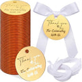 100 Set Gold Acrylic Thank You for Celebrating with Us Tags, with String Round Gold Mirrored Favors Labels, Thank You Gift Tags for Baby Shower Birthday Wedding Bridal Shower for Guests by Yungyan