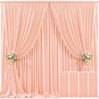 4 Panels Peach Backdrop Curtain for Parties Baby Shower Wrinkle Free Peach Photo Curtains Backdrop Drapes Fabric Decoration for Wedding Birthday Party 20ft(W) x 10ft(H) by Tao-GePartyDecorations