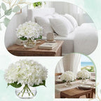 Zeyune 4 Pack Artificial Hydrangea Flowers with Vase (White) - Image 6