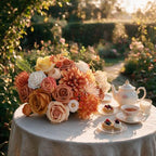 Artificial Flower Combo Box, Fall Orange Roses & Dahlias with Stems - Image 3