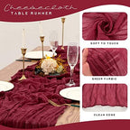 YMHPRIDE 12 Pack Cheesecloth Table Runner 35x120in Burgundy Table Runner - Image 4