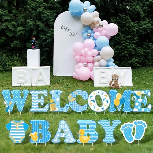 13 Pcs welcome Baby Yard Signs with Stakes 15in Baby Shower Yard Sign, Blue - Image 6