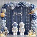30×10ft Navy Blue Tulle Backdrop Curtain with Lights String for Parties, Sheer Photo Backdrop Curtains for Wedding Party Photography Background - Image 4