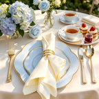 Liacere 50PCS Light Blue Plastic Plates - Heavy Duty Blue Disposable Plates - Blue and Gold Plastic Plates Include 25PCS Blue Dinner Plates, 25PCS Blue Dessert Plates for Party/Baby Shower/Wedding - Image 2