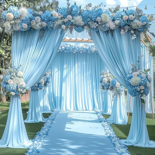 24x10FT Baby Blue Backdrop Curtains for Wedding Parties, Wrinkle Free Polyester Photography Backdrop Drapes for Wedding Baby Shower Birthday Parties Stage Background Stand Decorations 4x10ft,6 Panels - Image 4