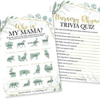 Hadley Designs 50 Greenery Baby Prediction And Advice Cards, Trivia Games, etc., 25 Baby Animal Matching, Nursery Rhyme Game-6 Double Sided Cards Baby Shower Funny Games, Ideas Baby Sprinkle Games - Image 4