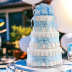 Classic Pastel Baby Shower Diaper Cake (3 Tier, Blue) - Image 5