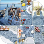24 Pack Dusty Blue Cheesecloth Table Runner 17"x108" Boho Gauze Fabric Table Runner Vintage Rustic Sheer Runners for Wedding Party Bridal Baby Shower Table Decorations - Image 5