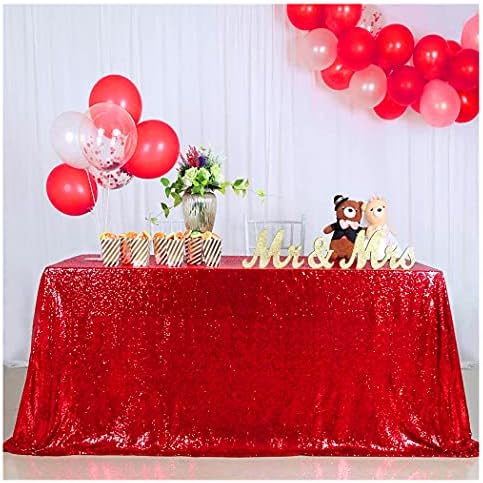 SoarDream Red Sequin Tablecloth 90"x156" Christmas Glitter Table Cloth by SoarDream
